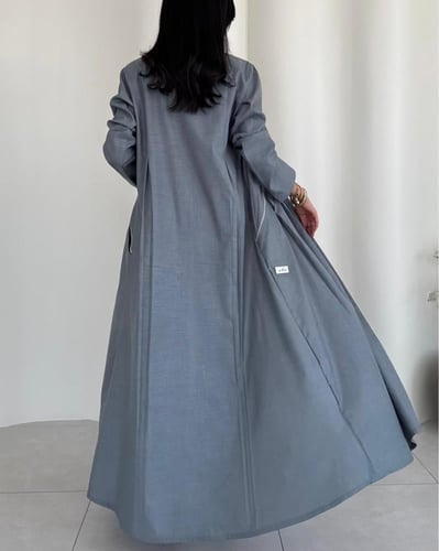 عباية رقة باللون البيج والرمادي -لنن