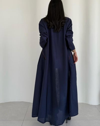 طقم “هيبة” الكحلي من قلادتي – لينن هندي فاخر