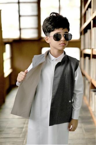 سديرية أطفال جوخ دبل فيس (رمادي × بيج فاتح)