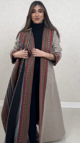 عباية شتوية بتطريز تراثي مع شال