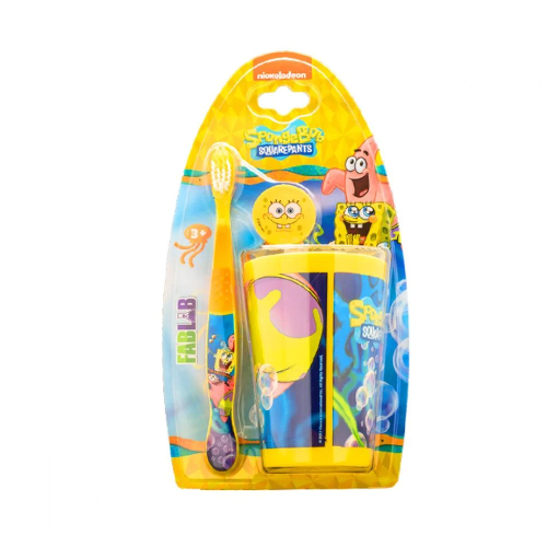 نيكلودين فرشاة اسنان اسبونج بوب مع كأس صحي