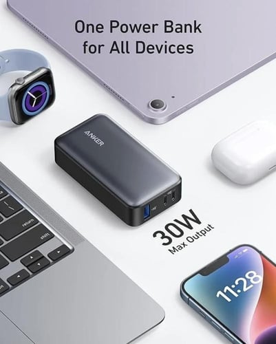 بطارية متنقلة 10000mAh أنكر ثلاث منافذ 1 يو اس بي...