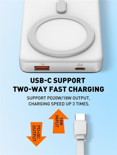 بطارية متنقلة 10000مللي امبير 22.5اوط شحن سلكي لا...