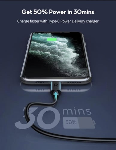 كيبل شحن تايب سي آيفون لايتننق سريع Ravpower RP-CB...