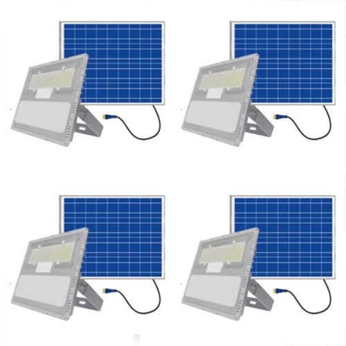 4 كشافات 500 واط مع لوح منفصل على الطاقة الشمسية