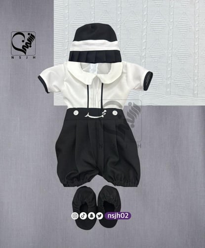 بدلة مواليد خياطة و تطريز بالاسم