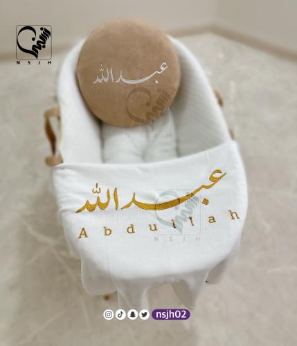 بطانية + وسادة مخمل تطريز