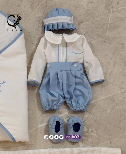 بدلة مواليد خياطة و تطريز بالاسم