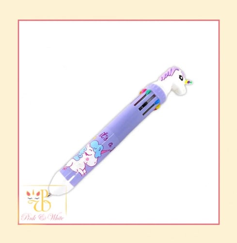 قلم يونيكورن بنفسجي ب10 ألوان حبر Unicorn Pen with...