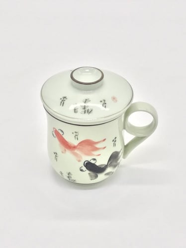 كوب شاي مع مصفاة مكون من 3 قطع مزخرف