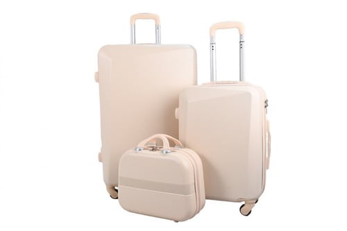 مورانو طقم شنط سفر فايبر من 4 قطع هندسي بيج