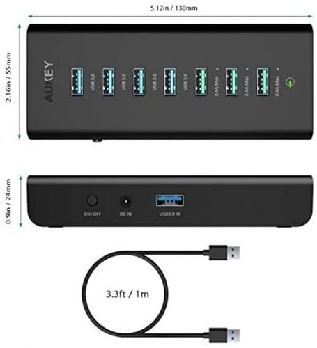 منصة شحن اوكي 3 منافذ شحن + 4 منافذ لنقل البيانات