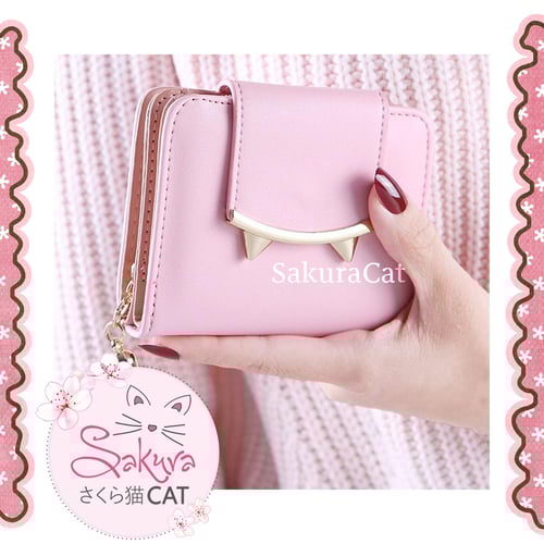 محفظة آذان القطه - اللون زهري -