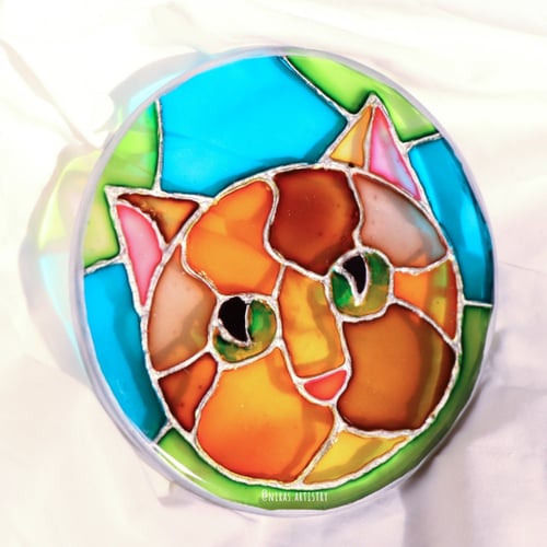 stained glass cat كوستر
