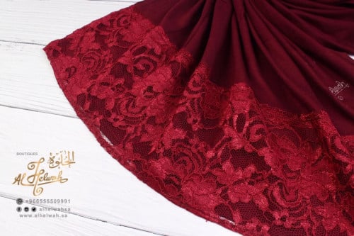 شيل - حجابات استريتش تركيب دانتيل (احمر)
