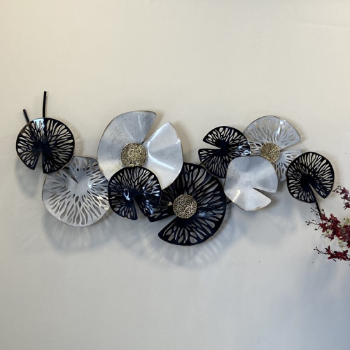 لوحة جدارية حديد دوائر ابيض واسود