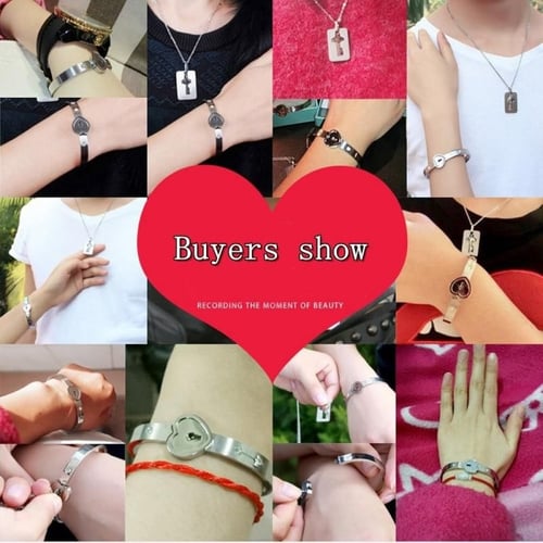 سوار الزوجين والحبيبين قفل قلب وقلادة مفتاح للرجال...