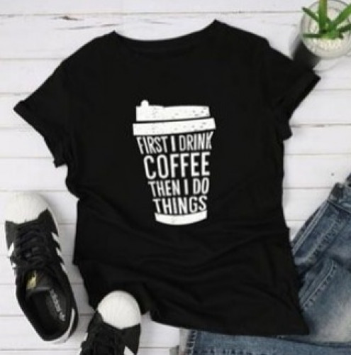 تي شيرت قطن أسود بناتي مقاس M