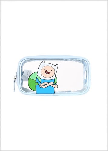 حقيبة مستحضرات التجميل الشفافة بحدود زرقاء بشعار ف...