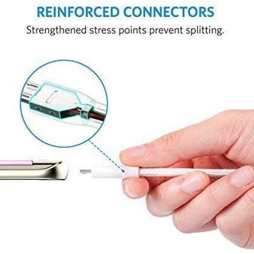 كيبل أنكر مايكرو يو اس بي باور لاين بلس 3 متر ابيض