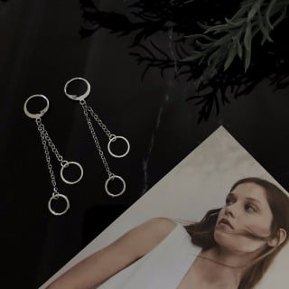 حلق دائري صغير مع دوائر فضي | Silver mini hoop ear...
