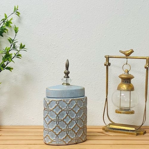 فازة انتيك سيراميك ذهبي وتيفاني مقاس صغير