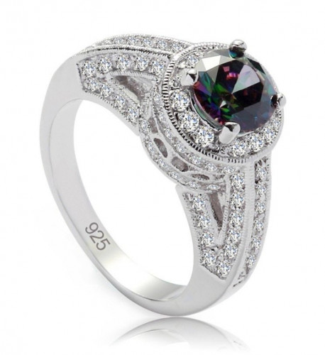 خاتم نسائي مطلي بالفضة ومزين بالزركون مقاس 7.25 أم...