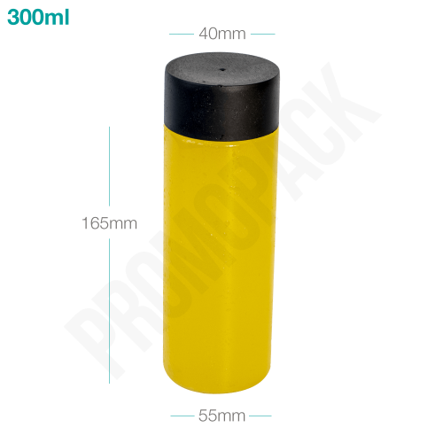 قارورة بلاستيك 300 ملم بغطاء بلاستيك اسود