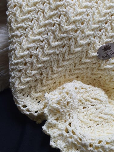 بطانية مواليد قطن كروشيه