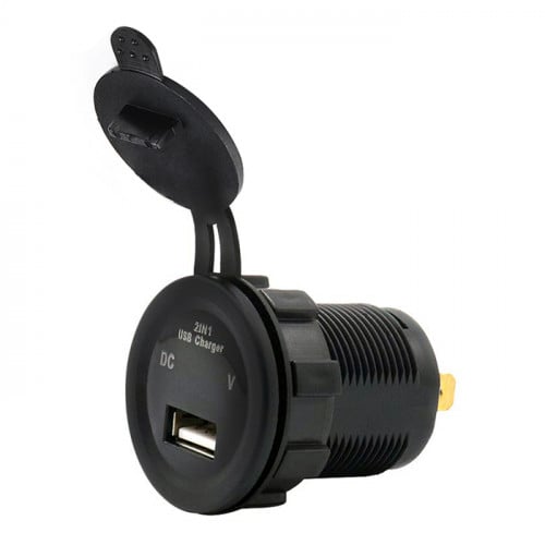 منفذ طبلون USB دائري مع مقياس رقمي بقوة 2.1A بغطاء