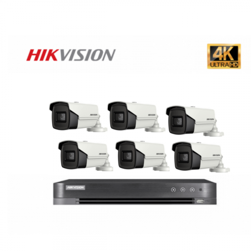 6 كاميرات مراقبة 4k هيك فيجن 8 ميجا - 60 متر