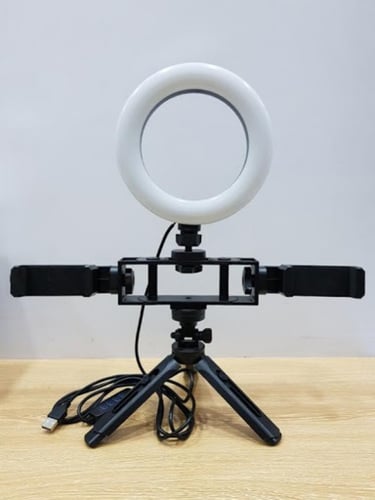 حلقة اضاءة هاتف - اسود - Multi position