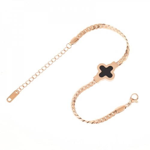 سوار كليف وردة كلوفر بتصميم سلسلة لون ذهب وردي (رو...