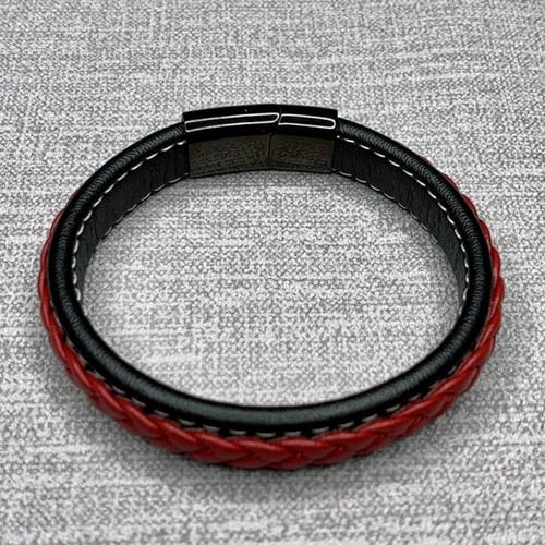 سوار جلد تيتانيوم للرجال و للنساء لون اسود و احمر...