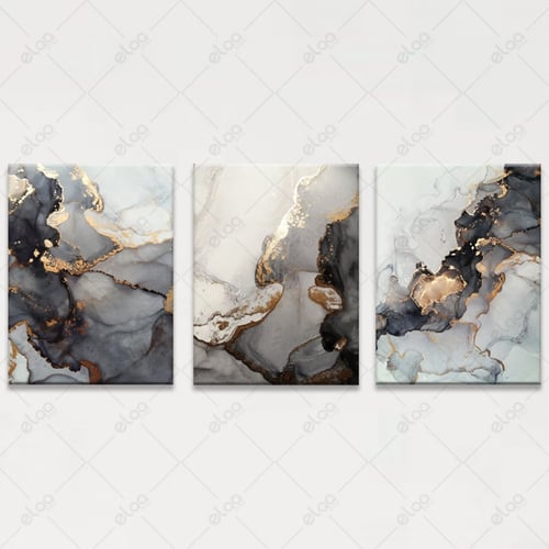 لوحات جدارية فن تجريدي ذهبي واسود