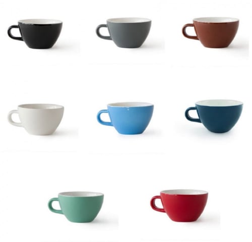 طقم كوب فلات وايت اكمي مع الصحن - 150 مل