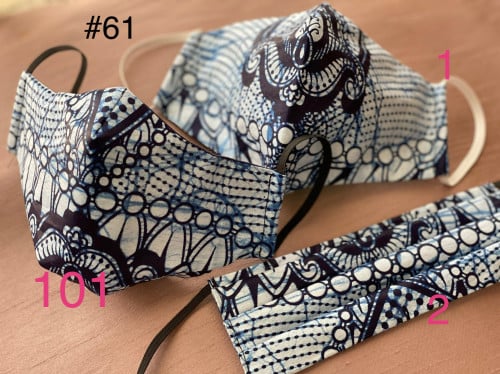 كمامة قماشية ابيض واسود وازرق exotique #61