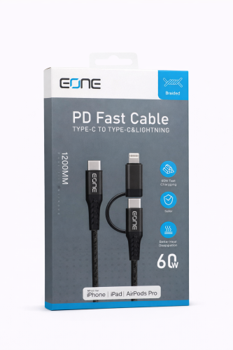 كيبل EONE PD Fast مزدوج (Type-C إلى Type-C + Light...