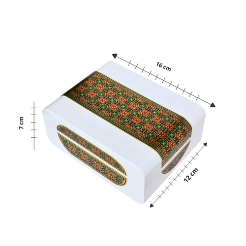 صندوق خشبي بتطريز عصري - أبيض