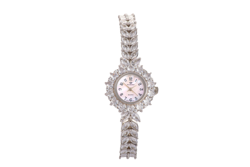 ساعة فضة نسائية فاخرة مرصّعة بالزركون – أناقة تليق...