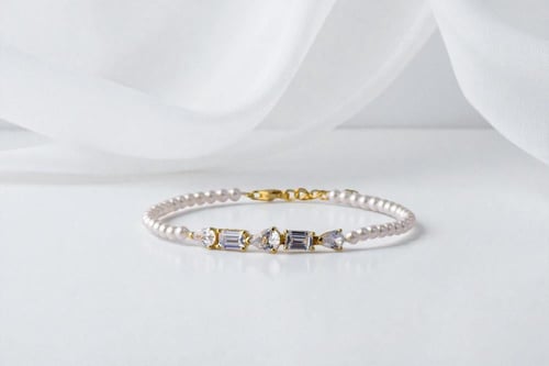 طقم لؤلؤ ذهبي من الفضة الخالصة