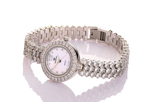 ساعة نسائية فضة 925 مطلية روديوم بزركون فاخر