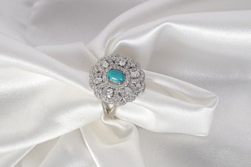 طقم السحر الملكي – فضة 925 بأحجار تركواز وزرقاء بت...