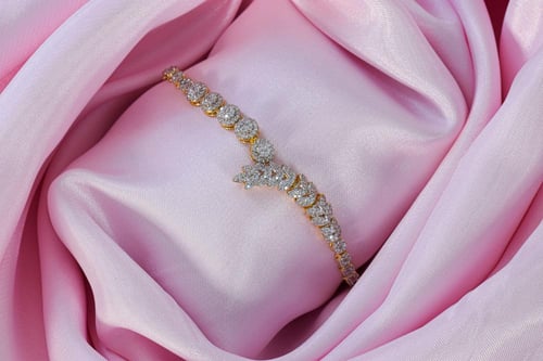 طقم سهرات فاخر بتصميم الألماس – فضة 925 مطلية بالر...