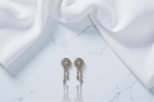 طقم نسائي فاخر من الفضة عيار 925 مطلي بالذهب