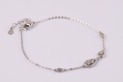 إسوارة فضة 925 بتصميم أنثوي مطلي روديوم