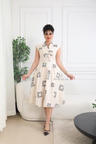 فستان ميد باكمام كت