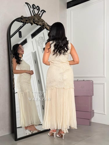فستان انيق بقصة شبك و كسرات