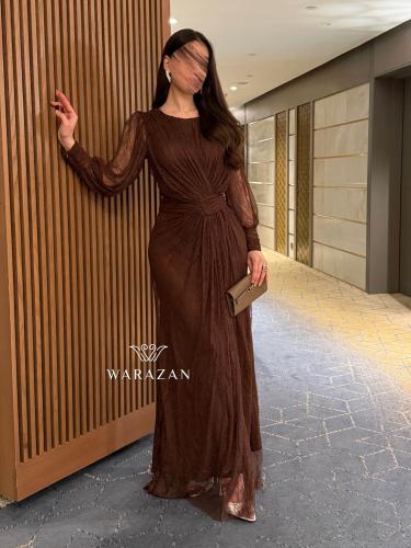 فستان سهره دانتيل مخصر من الخصر