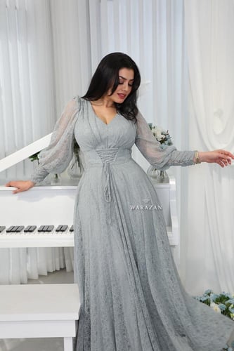 فستان سهره باكمام واسعه